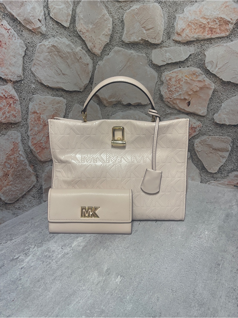 Michael Kors Penelope Lg Top Handle Satchel & Matching Wallet Powder Blush Pink